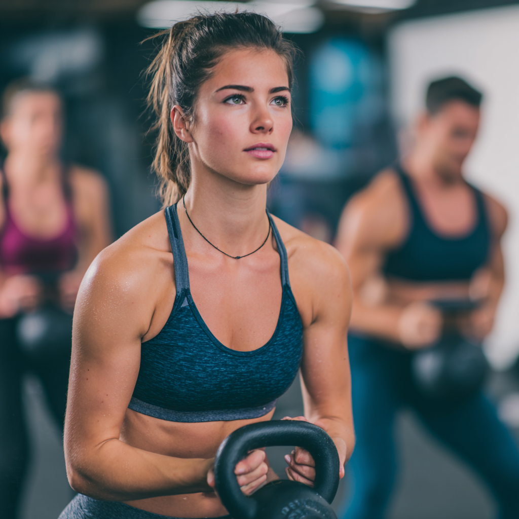 Antrenor personal și client în timpul antrenamentului